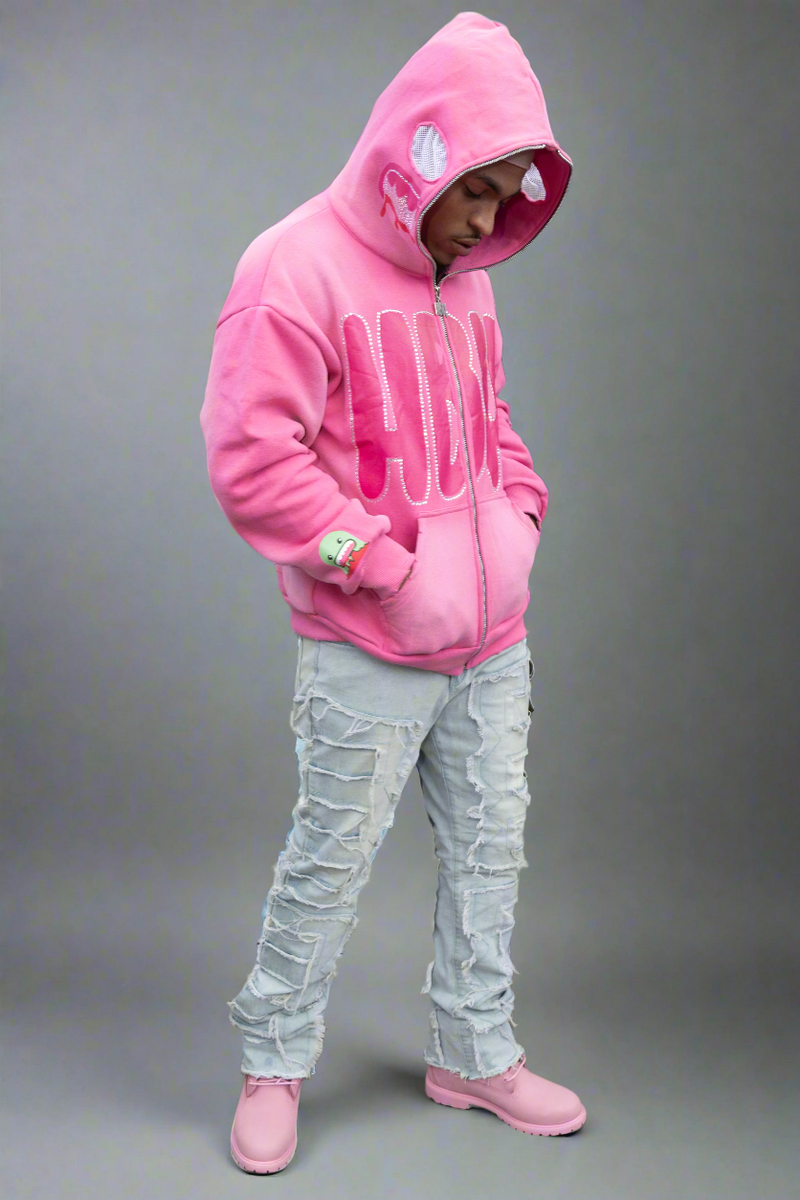 Pink Hoodie: Bold Fashion with Unique Details – Heart Break Kids Pink Hoodie: Bold Fashion with Unique Details – Heart Break Kids