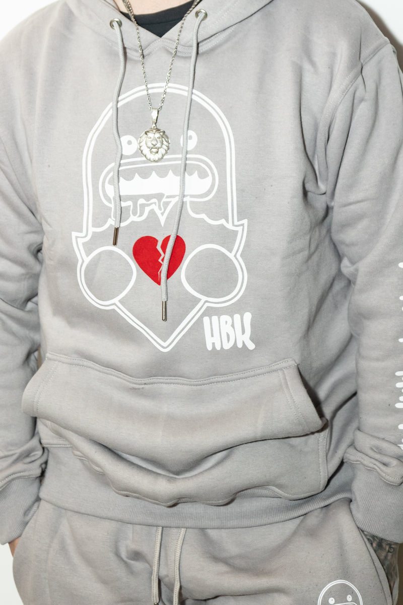 Sweatsuit Featuring Bold Monster and Kangaroo Pocket – Heart Break