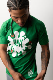 HBK Club T-Shirt In Green With White Splatter