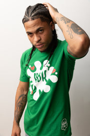 HBK Club T-Shirt In Green With White Splatter