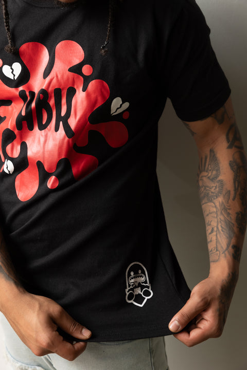 HBK Club T-Shirt In Black With Red Splatter