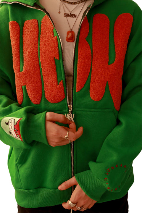 HBK Full Zip-Up Monster Hoodie\ Green