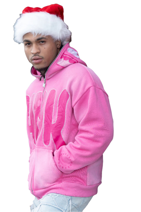 HBK Full Zip-Up Monster Hoodie\ Pink