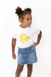 HBK Club T-Shirt In White With Yellow Splastter / KID