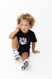 HBK Club T-Shirt In Black With White Splastter / KID