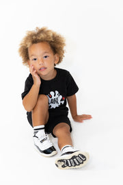 HBK Club T-Shirt In Black With White Splastter / KID