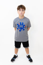 HBK Club T-Shirt In Grey With Blue Splastter / KID