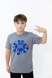 HBK Club T-Shirt In Grey With Blue Splastter / KID