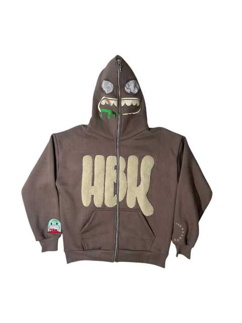 HBK Full Zip-Up Monster Hoodie\ Brown