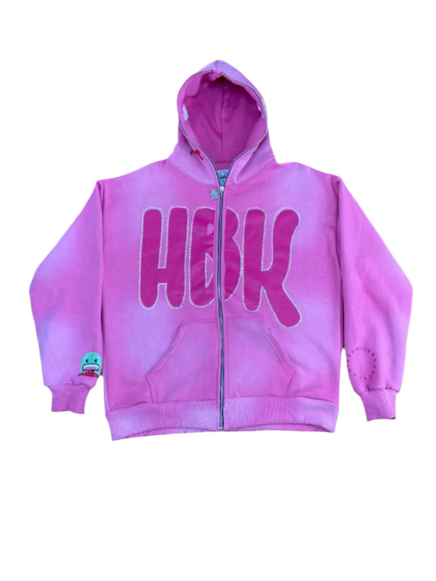 HBK Full Zip-Up Monster Hoodie\ Pink