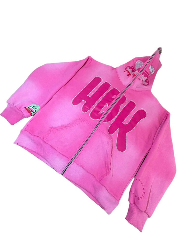 HBK Full Zip-Up Monster Hoodie\ Pink