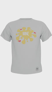 HBK Club T-Shirt In White With Yellow Splastter