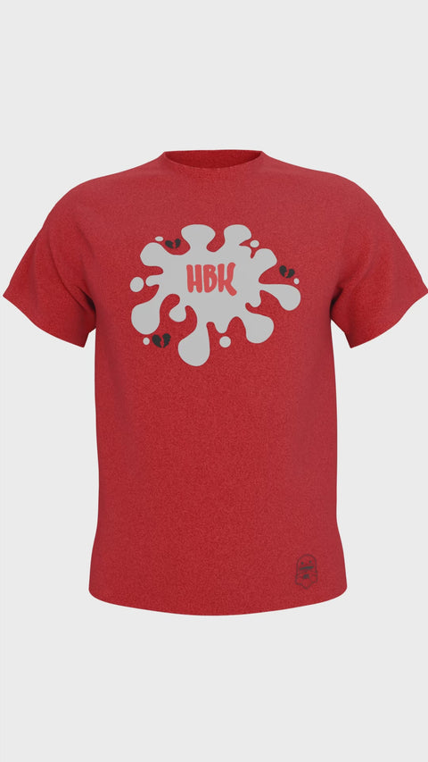 HBK Club T-Shirt In Red With White Splatter