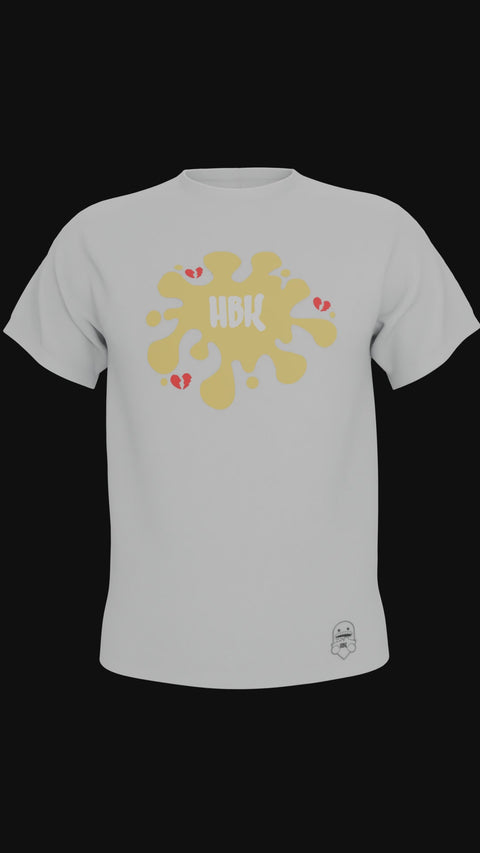 HBK Club T-Shirt In White With Yellow Splastter