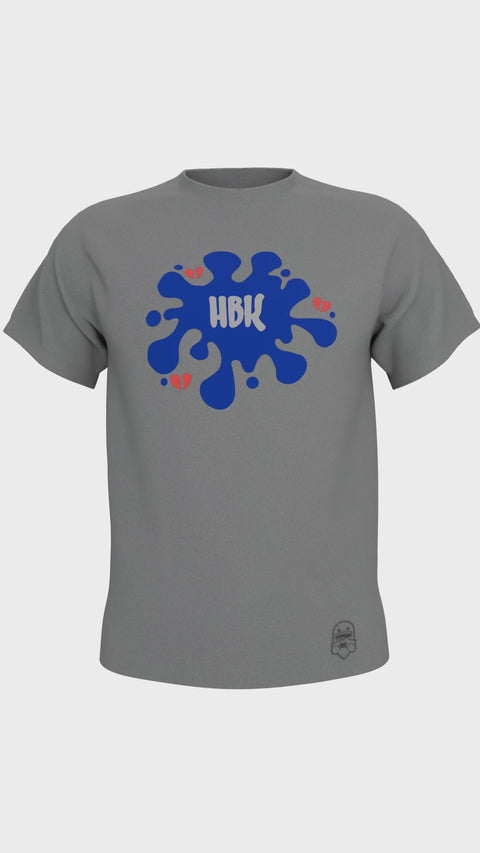 HBK Club T-Shirt In Grey With Blue Splatter