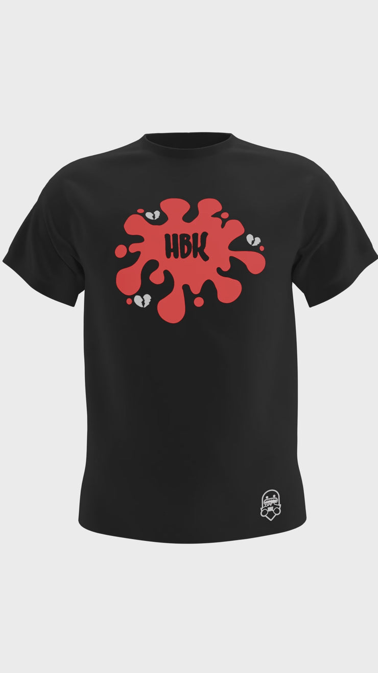 HBK Club T-Shirt In Black With Red Splatter