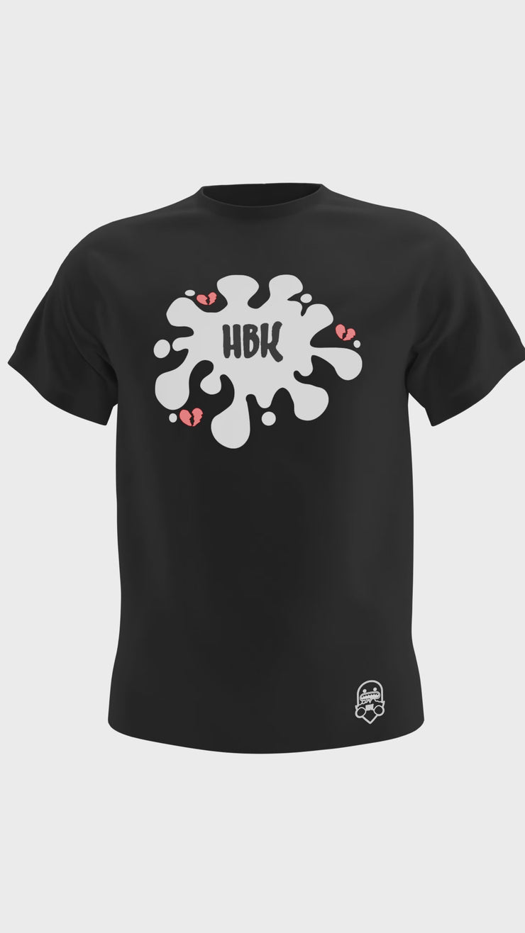 HBK Club T-Shirt In Black With White Splatter