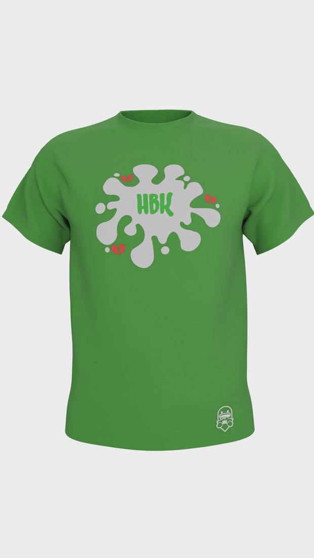 HBK Club T-Shirt In Green With White Splatter